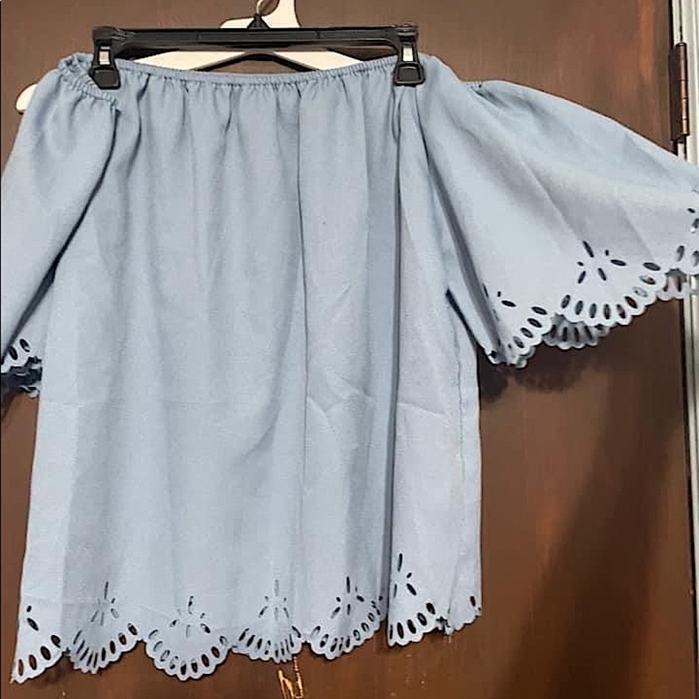 Off the Shoulders light blue top